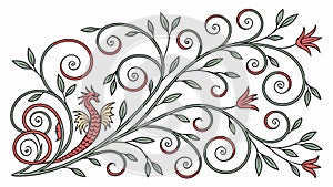 Intricate Floral Scroll Vector Design, vector design Generative AI