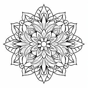 Intricate Flower Design Coloring Page - Minimalistic Serenity With Opulent Ornamentation