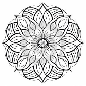 Intricate Flower Mandala Coloring Page Inspired By Eilif Peterssen photo
