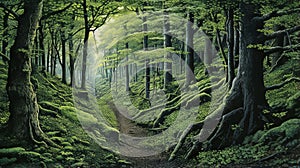 Intricate Forest Drawing Of Feldkirch: A Detailed And Poignant Trompe-l\'oeil photo