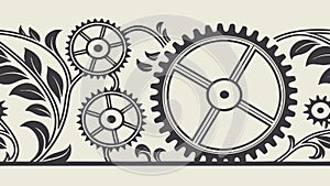 Intricate gears and cogs industrial pattern, symbolizing engineering and mechanical design, vector design Generative AI
