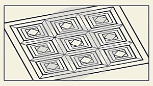 Intricate Geometric Grid Pattern with Nested Squares, vector design Generative AI