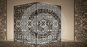 Intricate Geometric Lantern Casting Shadows