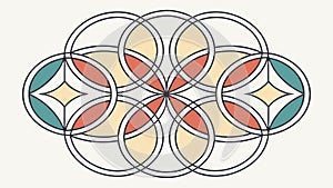 Intricate Geometric Overlapping Rings Pattern, vector design Generative AI