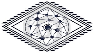 Intricate geometric pattern with connected nodes, symbolizing network and data. vector design Generative AI