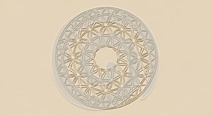 Intricate geometric pattern featuring a circular design composed of interlocking