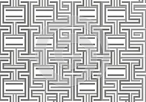 Intricate geometric pattern featuring interconnected lines and rectangular shapes. The design uses