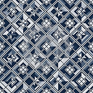 Intricate geometric pattern featuring interlocking squares and triangles