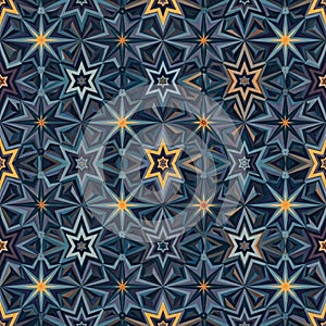 Intricate geometric pattern featuring interlocking star shapes with