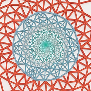 Intricate geometric pattern featuring interlocking triangular shapes