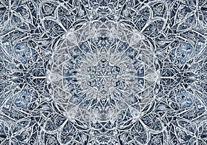 Intricate geometric pattern with a kaleidoscopic design featuring