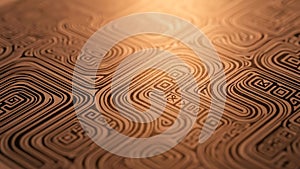 Abstract brown background with intricate geometric patterns and flowing line designs art