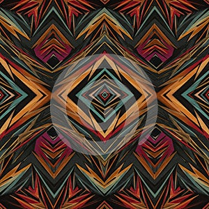 An intricate geometric pattern with a symmetrical design featuring diamond and