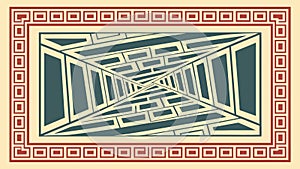 Intricate geometric patterned border, abstract decorative design, vector design Generative AI