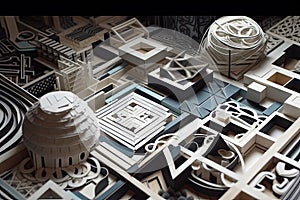 intricate geometric patterns and letterforms in a stop-motion video