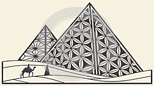 Intricate Geometric Pyramid Pattern Mystical Ancient Design, vector design Generative AI