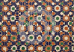 Intricate geometric tile pattern featuring interlocking star shapes
