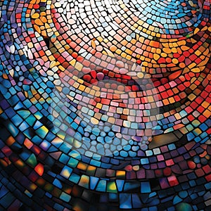 Intricate Glass Tile Mosaic: Vibrant Colors & Abstract Patterns