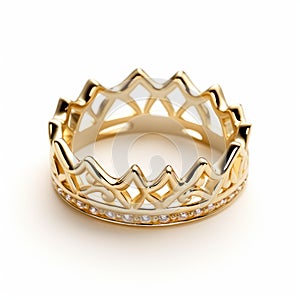 Intricate Gold Crown Ring With Diamonds - Inspired By Daan Roosegaarde