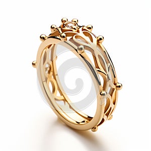 Intricate Gold Ring Inspired By Crown - Nature-inspired Design