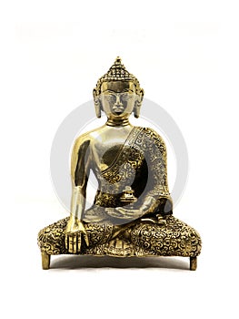 intricate golden statue of buddha meditating in peace