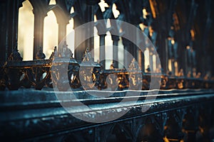 Intricate Gothic Cathedral Window Frames: A Captivating Close-Up