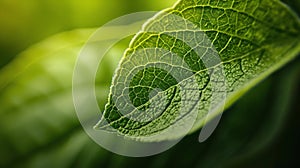 Intricate Green Leaf Texture in Macro View. Generative ai