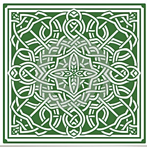 Intricate Green Pattern with Celtic Inspired Design Elements