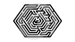 Intricate hexagonal maze, complex puzzle challenge. vector design Generative AI