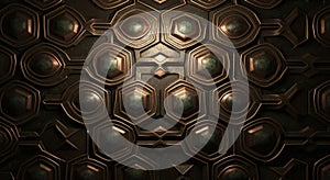 Intricate Hexagonal Metallic Texture Background with Geometric Patterns