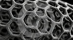 Intricate hexagonal microscopic structure revealing a complex cellular network pattern