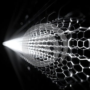 Intricate Hexagonal Pattern with Light Effect on Dark Background