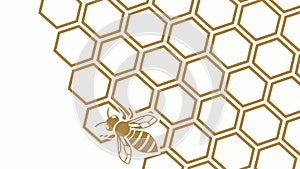 Intricate Honeycomb and Bees. Natural Hexagonal Pattern Illustration, vector design Generative AI