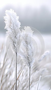 Intricate ice crystal formations on glass windowpanes forming a captivating winter background