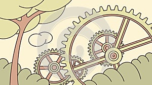 Intricate Industrial Gears, Mechanical Engineering Elements, Steampunk Design, vector design Generative AI