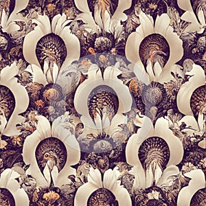 Intricate interweave, a damask seamless pattern