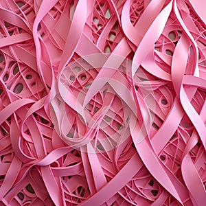 Intricate interweaving of pink ribbons