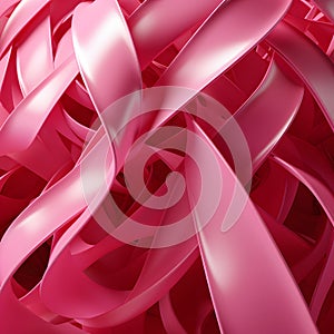 Intricate interweaving of pink ribbons