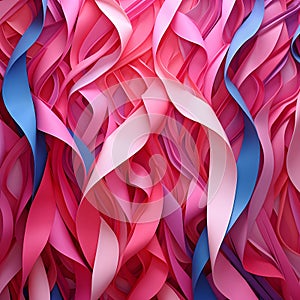 Intricate interweaving of pink ribbons