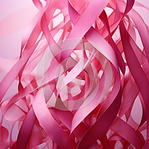 Intricate interweaving of pink ribbons