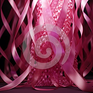 Intricate interweaving of pink ribbons