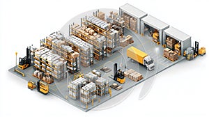 Modern Isometric Warehouse and Logistics Operations