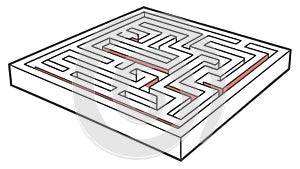 Intricate Isometric Maze with Clear Path Solution Vector, vector design Generative AI