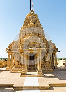 The intricate Jain temple Adeshwar Nath in Amar Sagar  Jaisalmer  Rajasthan  India