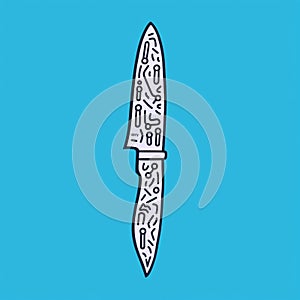 Intricate Knife Illustration On Blue Background