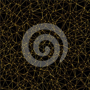 Intricate low-poly triangular mesh pattern representing network connections or digital wireframe.