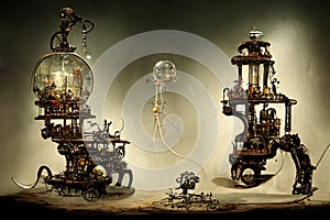 Intricate machinery, cyberpunk perpetuum mobile device, Generative Ai