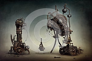 Intricate machinery, cyberpunk perpetuum mobile device, Generative Ai