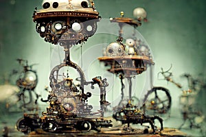 Intricate machinery, cyberpunk perpetuum mobile device, Generative Ai