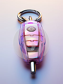 Intricate magic iridiscent glowing car key. Unlock the future vehicle concept